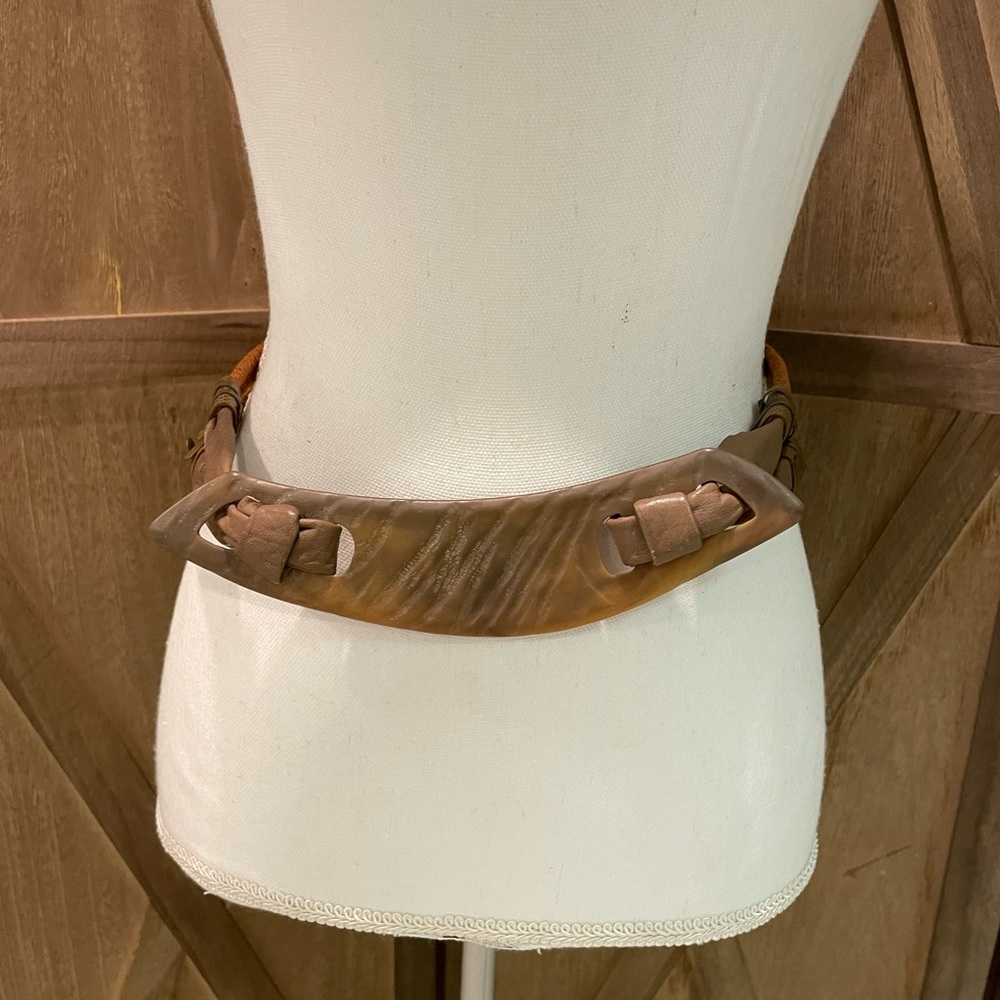 Vintage 80’s women’s statement Brown Leather Belt boho preppy
